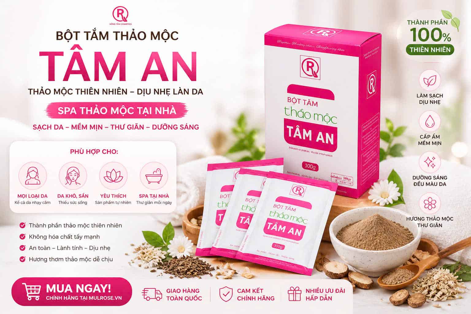 z7797092687267_bff17bad8cdc6b5f18e0400491576ca3 Bột Tắm Thảo Mộc Tâm An Dịu Nhẹ Chăm Sóc Da | Mul Rose