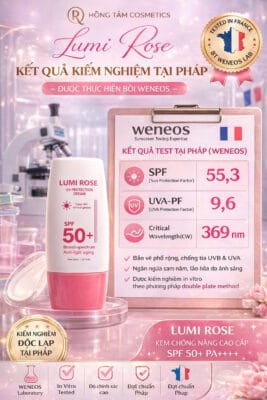 Lumi Rose SPF 50+ – Kem chống nắng được kiểm nghiệm tại Pháp, bảo vệ da toàn diện dưới nắng nóng Việt Nam Lumi Rose SPF 50+ – Kem chống nắng được kiểm nghiệm tại Pháp, bảo vệ da toàn diện dưới nắng nóng Việt Nam