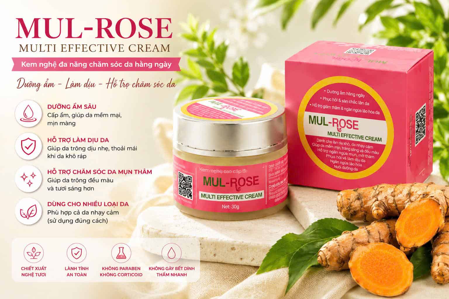 Kem nghệ Mul Rose đa năng hỗ trợ dưỡng ẩm và chăm sóc da hằng ngày
