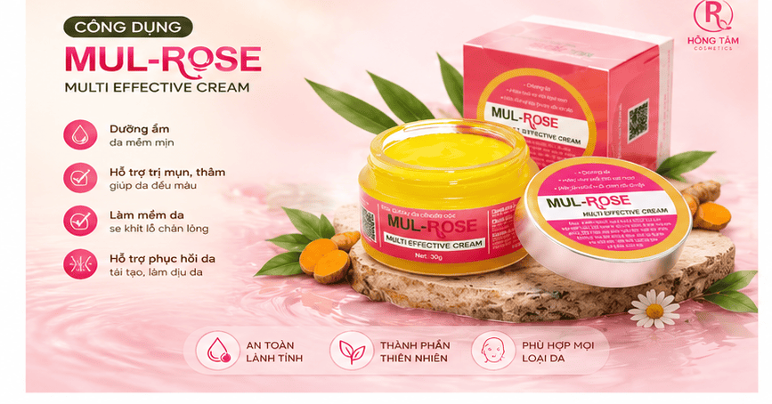 Kem nghệ Mul Rose chính hãng chiết xuất nghệ phù hợp nhiều loại da