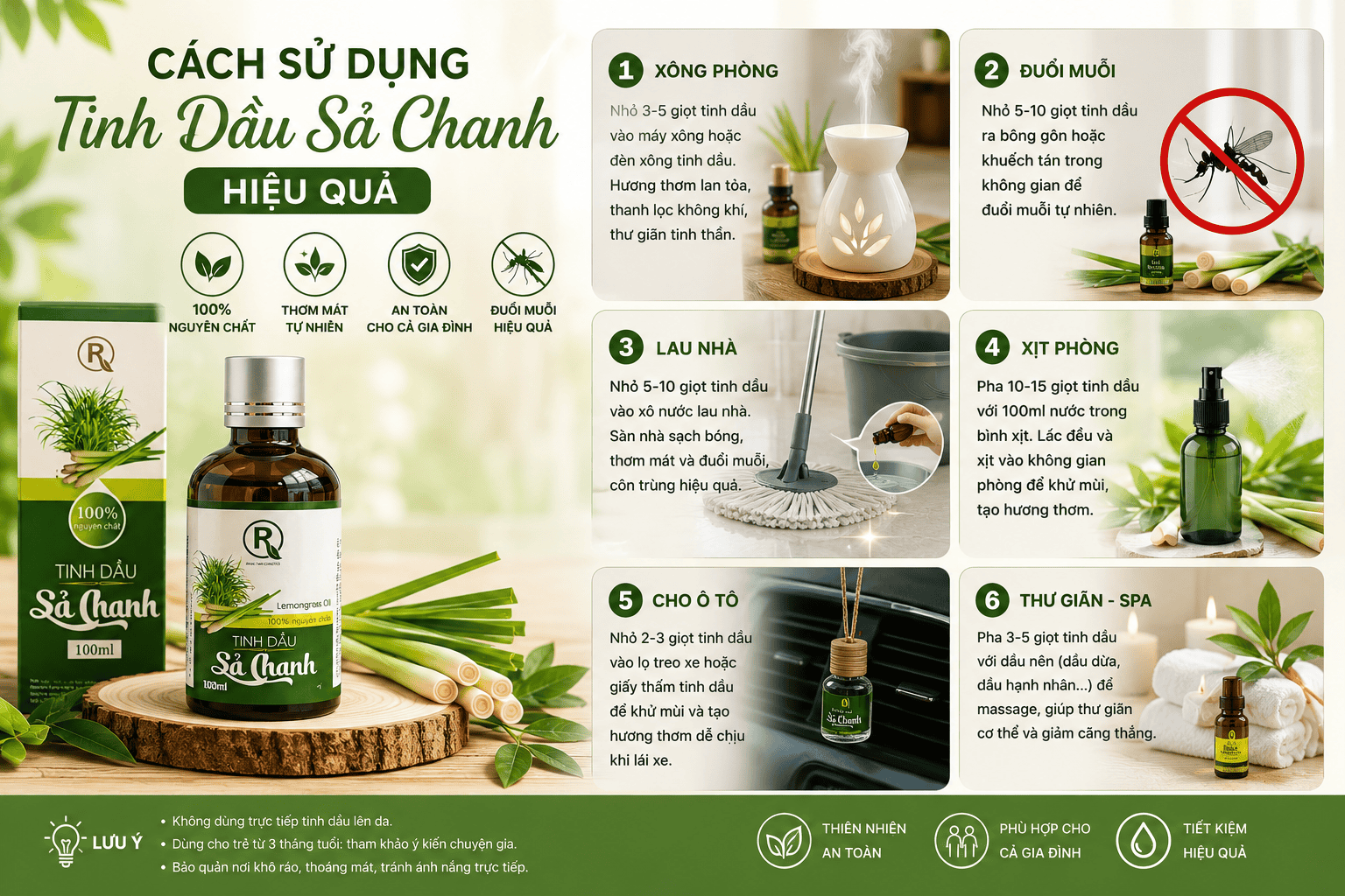 hướng dẫn sử dụng tinh dầu sả chanh hiệu quả
