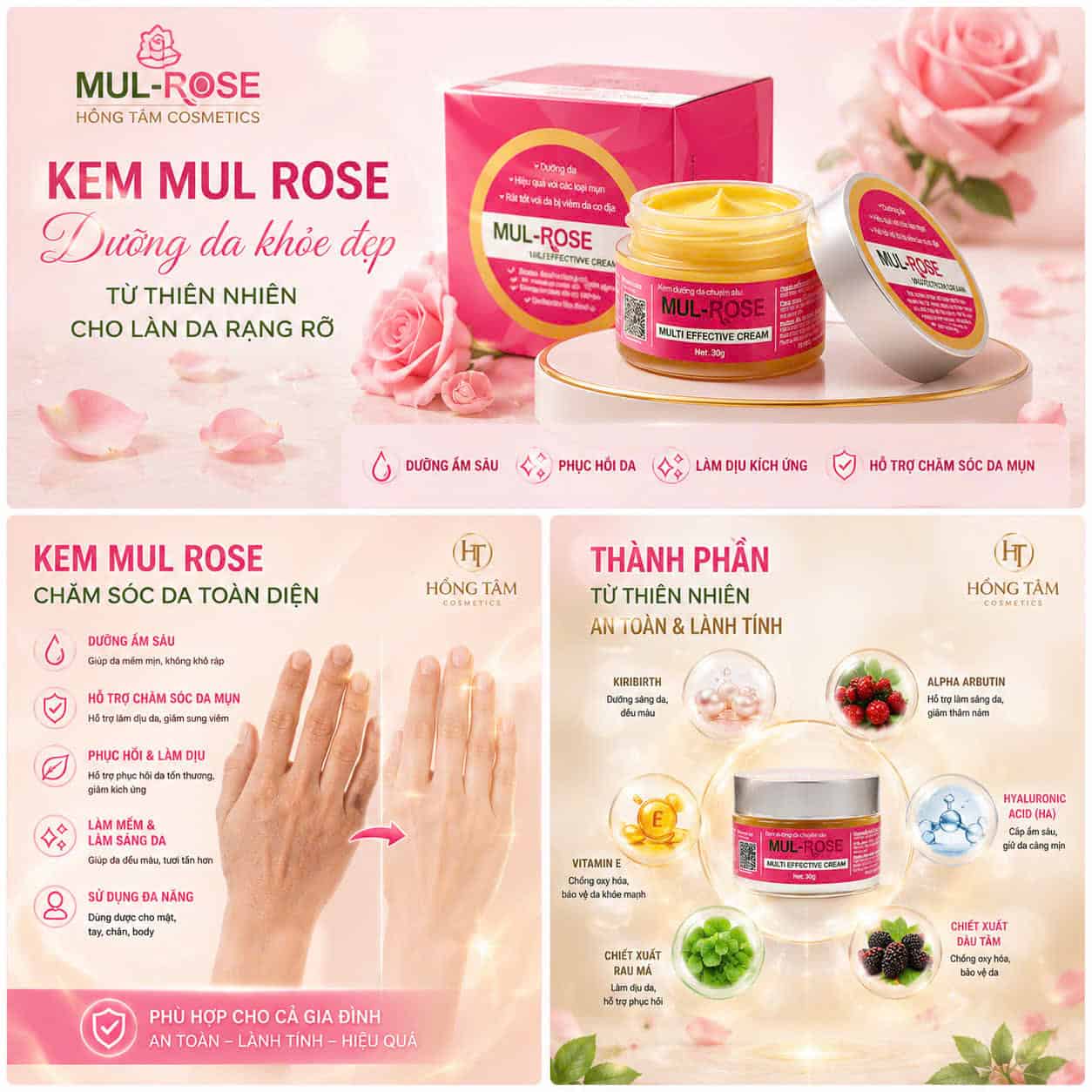 Công dụng Kem Mul Rose dưỡng ẩm chăm sóc da