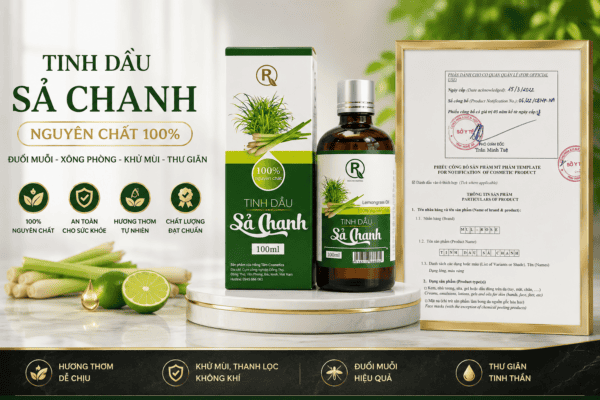 tinh dầu sả chanh, tinh dầu xả chanh chính hãng. loại 100 ml nguyên chất của công ty Hồng Tâm